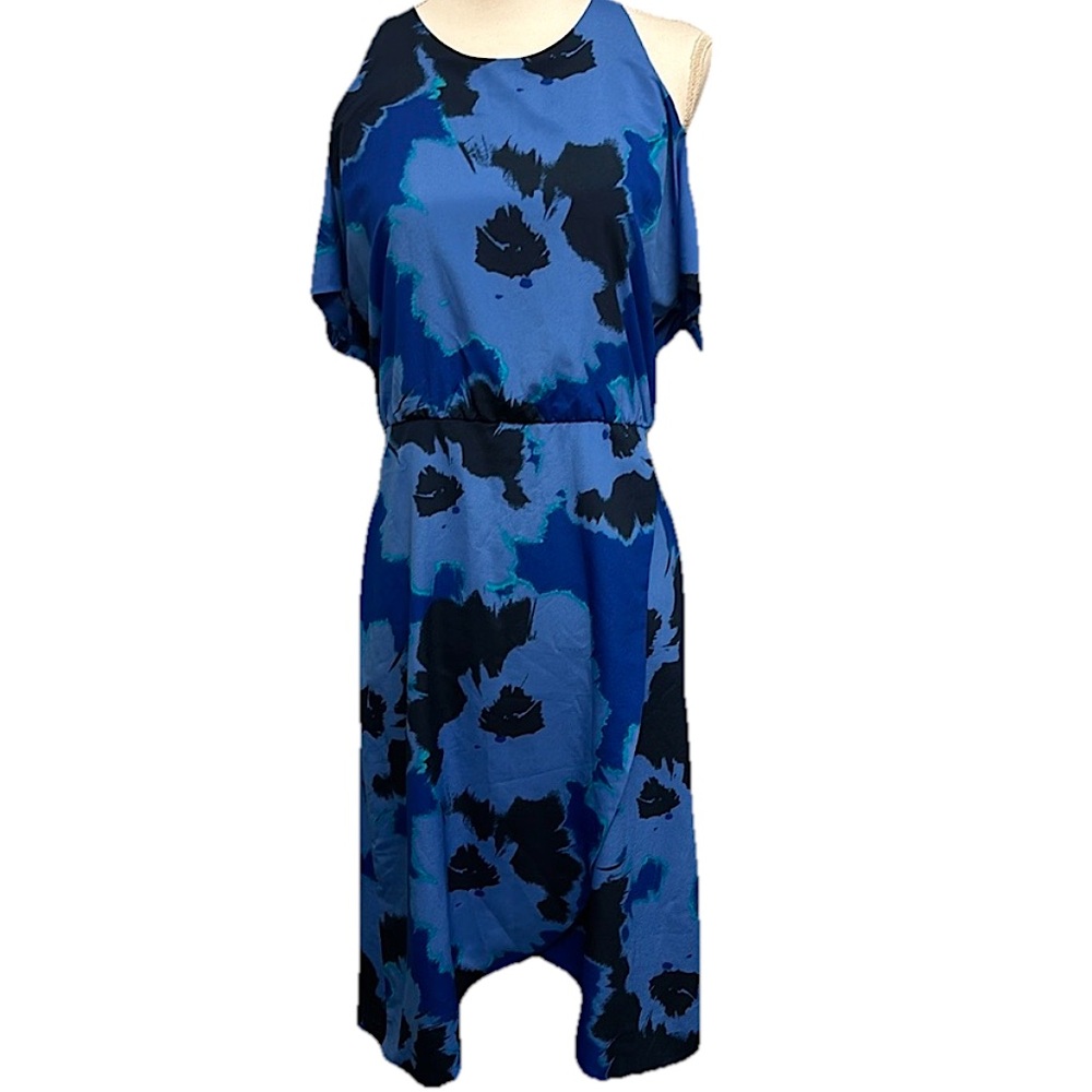 Banana‎ Republic Women’s Blue Floral Cold Shoulder Dress Size 8P NWOT